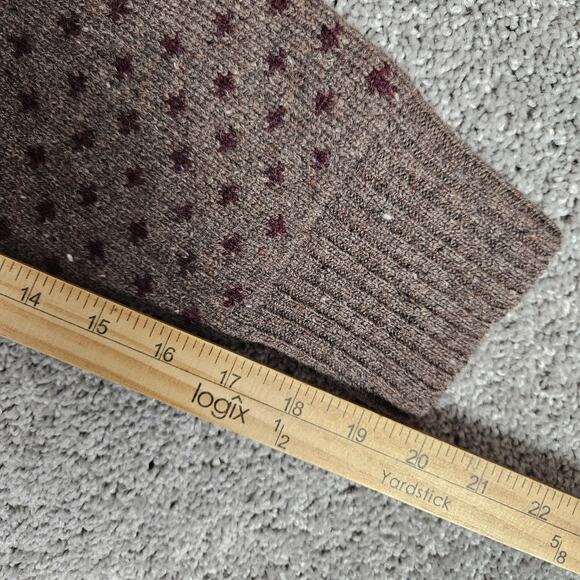 Duluth Trading Sweater Mens Medium Maroon Shetland Wool Fair Isle Moose Cabin - Picture 8 of 8